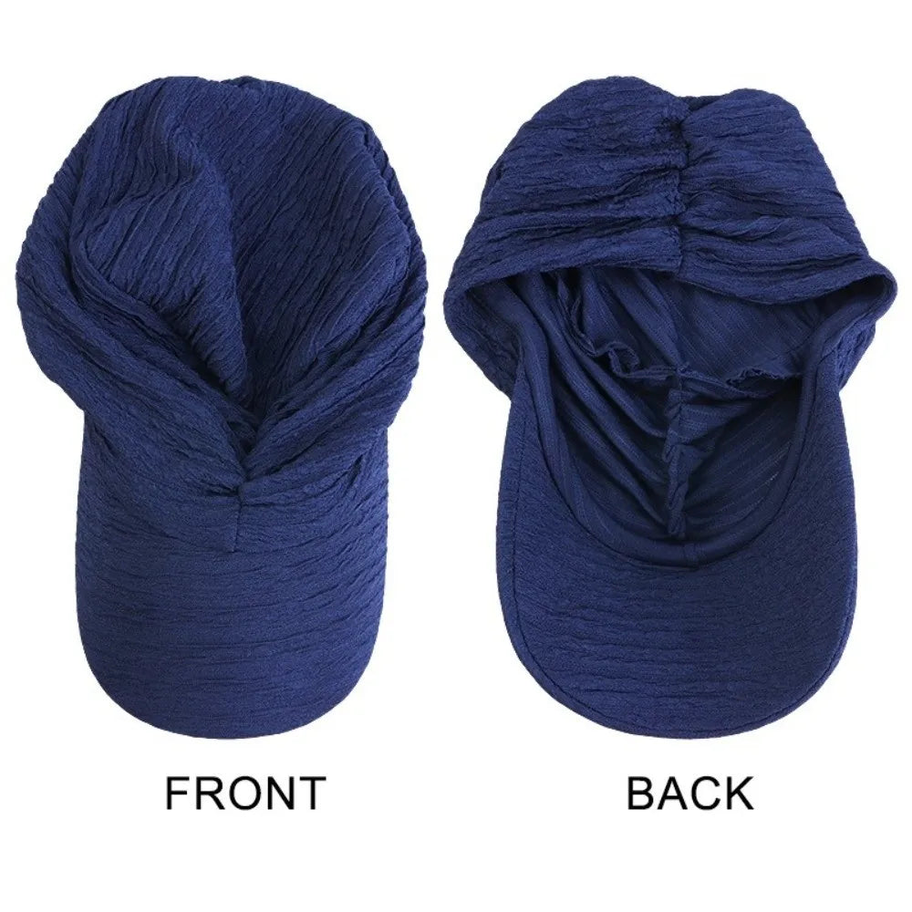 Simple Solid Color Headwraps Hat Wide Brim Casual Sun Hat Baseball Hijab Cap Women Oasis Select