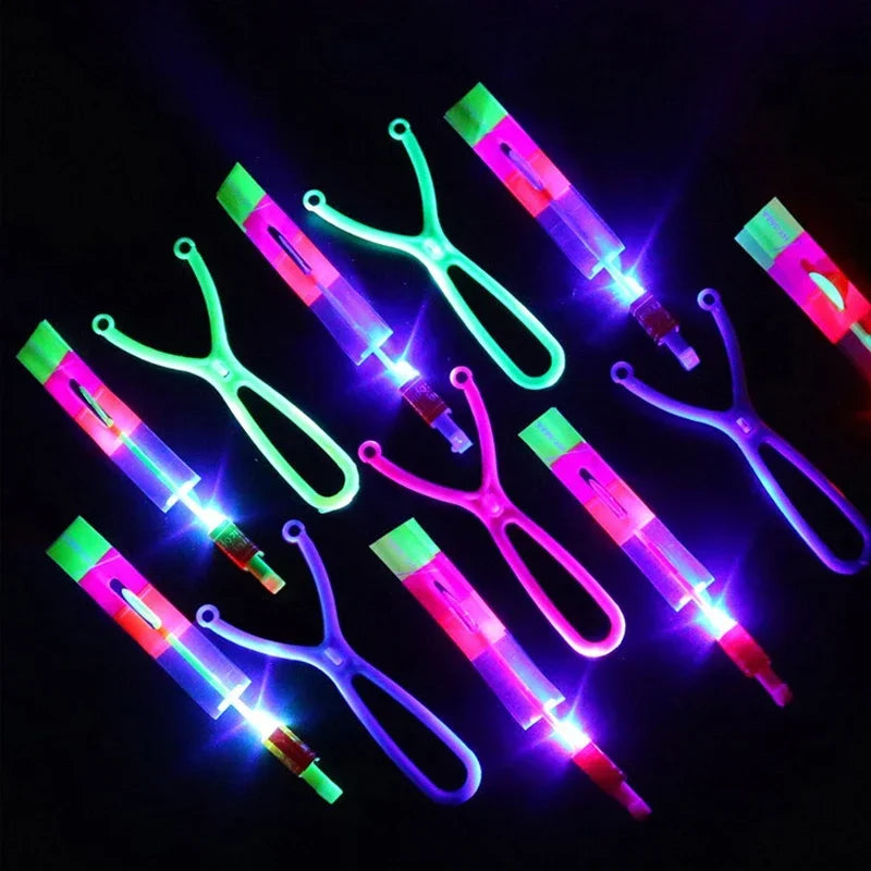 New 50/30/10/5/1Pc Amazing Light Toy Arrow Rocket Helicopter Flying LED Light Toys Party Fun Best Gifts Rubber Band Catapult Oasis Select
