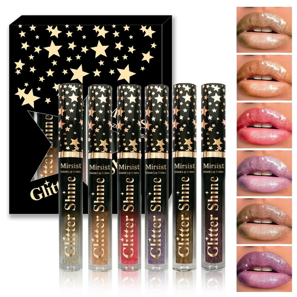 6-Piece Pearl Lip Glaze Set – Hydrating Liquid Lipstick Gloss