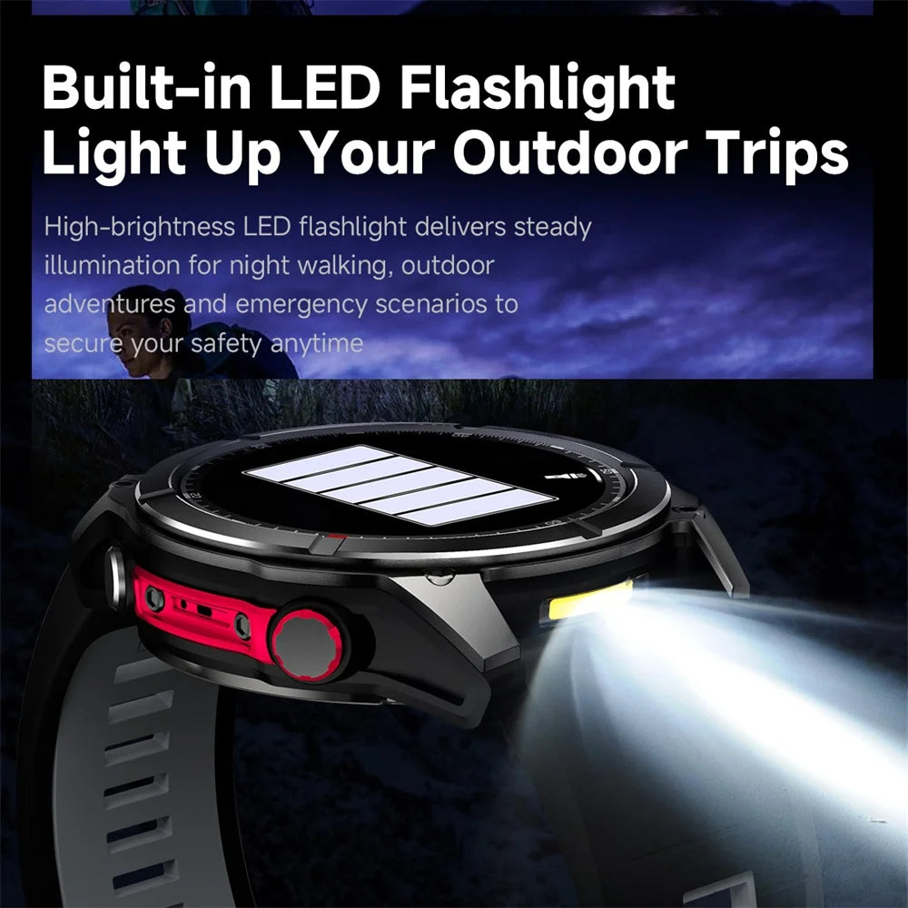 1.43 AMOLED Screen Compass Smart Watch Men Outdoor Flashlight ChatAI-GPT Sports Health Smartwatch SOS Waterproof Call Bracelets Oasis Select