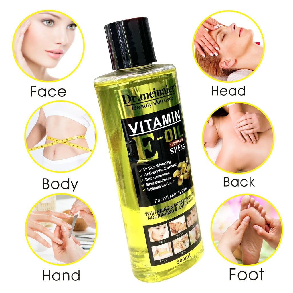 200ml Vitamin C Whitening Facial Essential Oils Vitamin E Body Moisturizing Massage Oil Natural SPA Emollient Oil Oasis Select