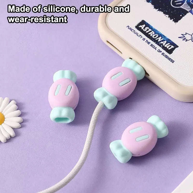 2 in 1 Silicone Cartoon Charging Cable Protector Anti Break Data Line Head Cover for Phone Cord Storage and Protection Oasis Select