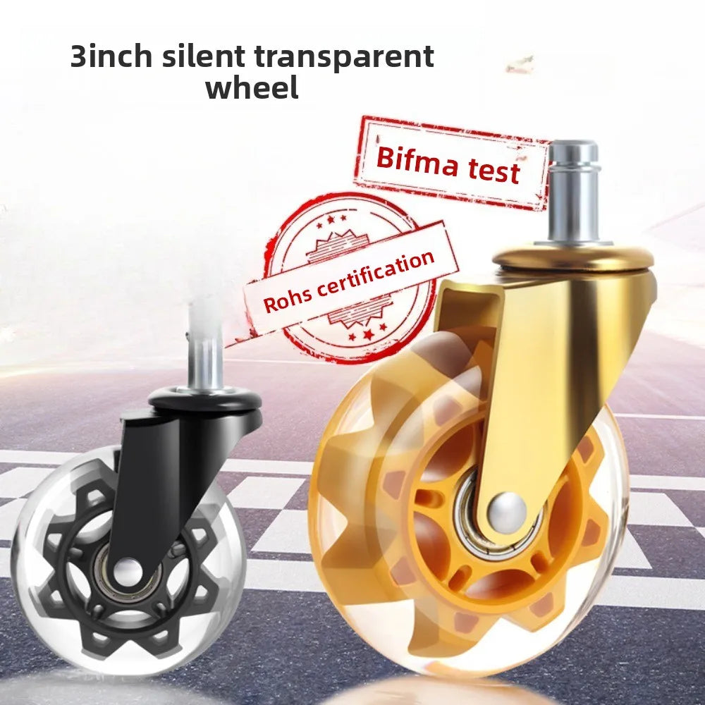 5PCS Office Chair Caster Wheels 3 Inch Swivel Rubber Caster Wheels Replacement Soft Safe Rollers Furniture Hardware Oasis Select 5pcs black brake 3 inch