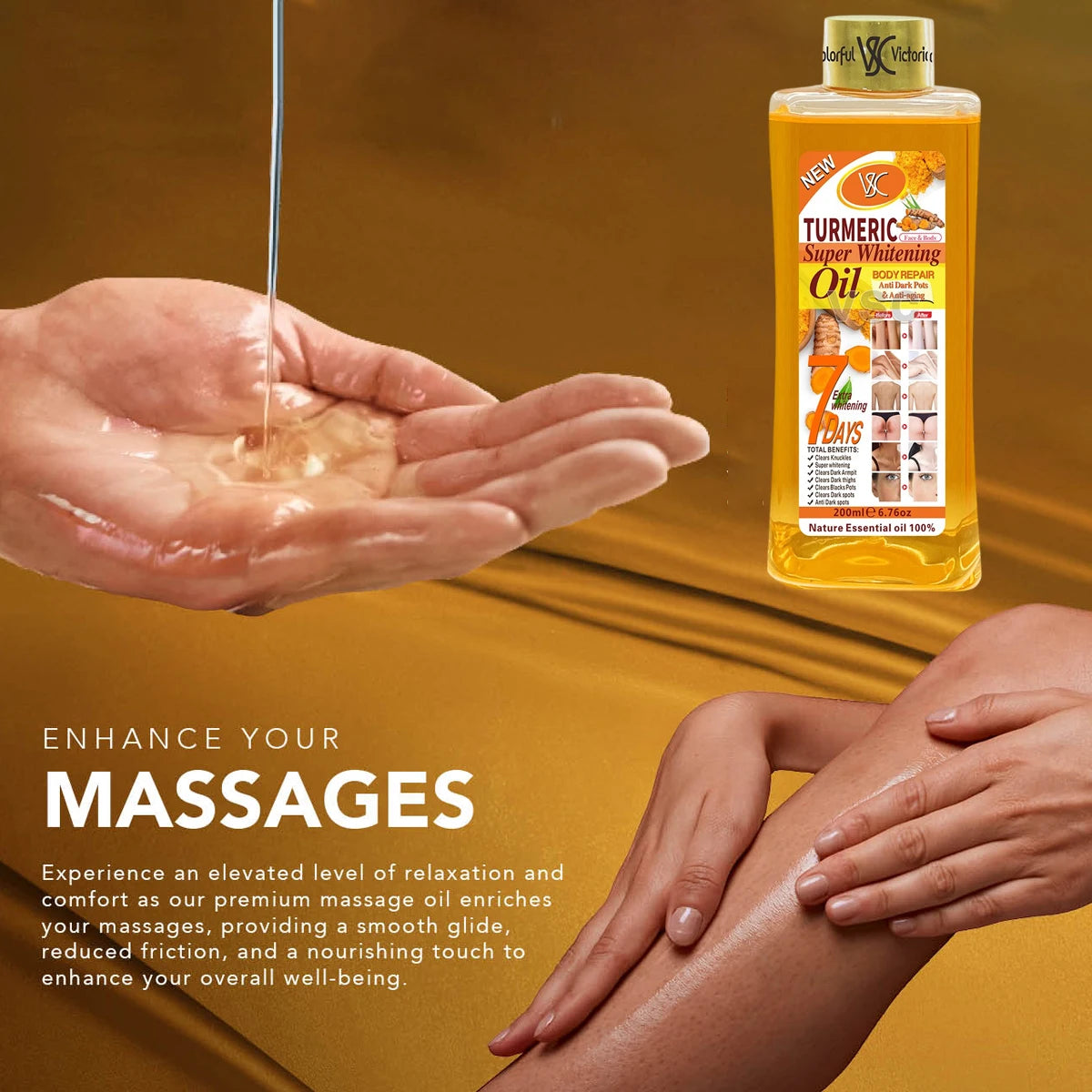 Turmeric essential oil facial body massage oil moisturizing diffuser aromatherapy nourishing smooth body facial skin care 200ml Oasis Select