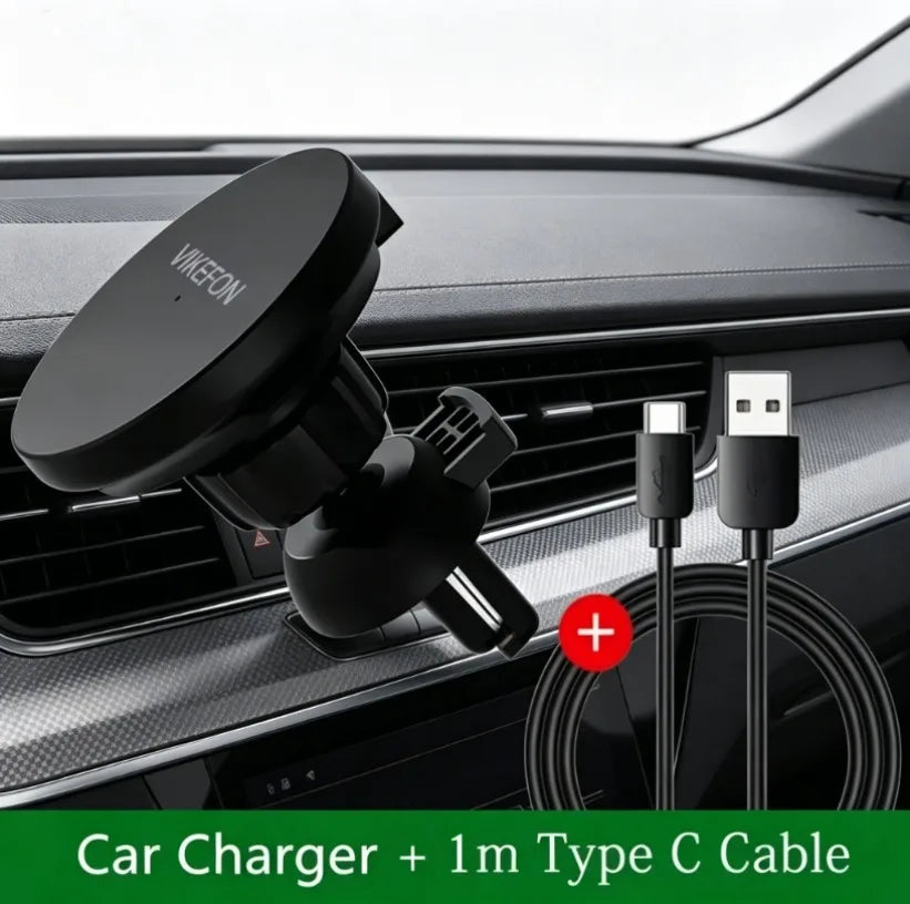 15W Magnetic Wireless Charger Car Vent Phone Holder 360° Rotation Strong Magnet Mount for iPhone 12-16 with Magnetic Ring Oasis Select