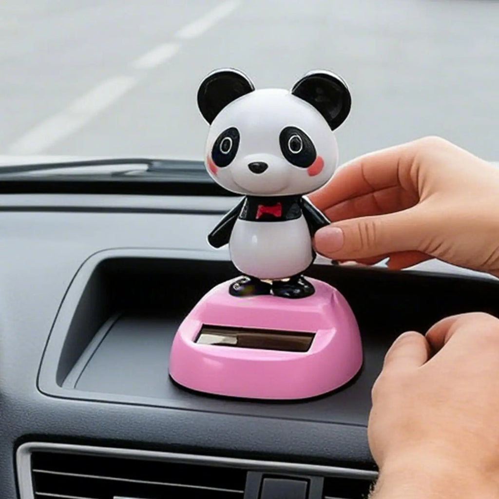 Solar Power Cute Panda Car Dashboard Decorations Automatic Head Swinging Doll Car Dashboard Ornament Gift Auto Interior Decor Oasis Select