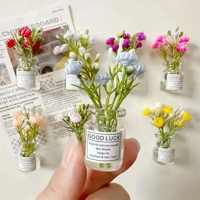 4/7 PCS Cute Mini Vase Fridge Magnets – Luminous 3D Plant Flower Pots, Funny Glow in Dark Decor for Kitchen, Locker & Whiteboard Oasis Select