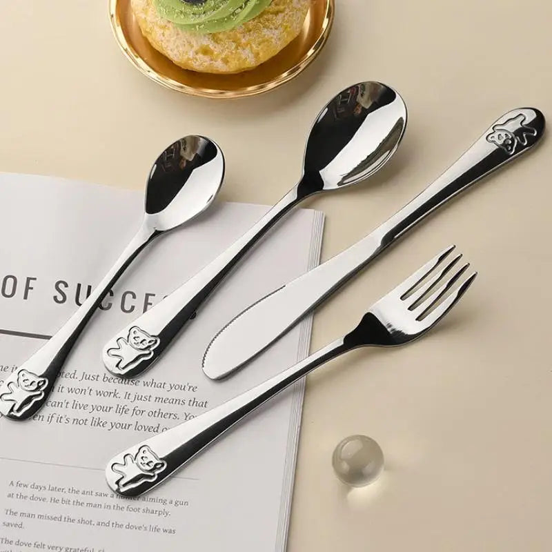 Kids Bear Flatware Set – Stainless Steel Fork Spoon & Knife