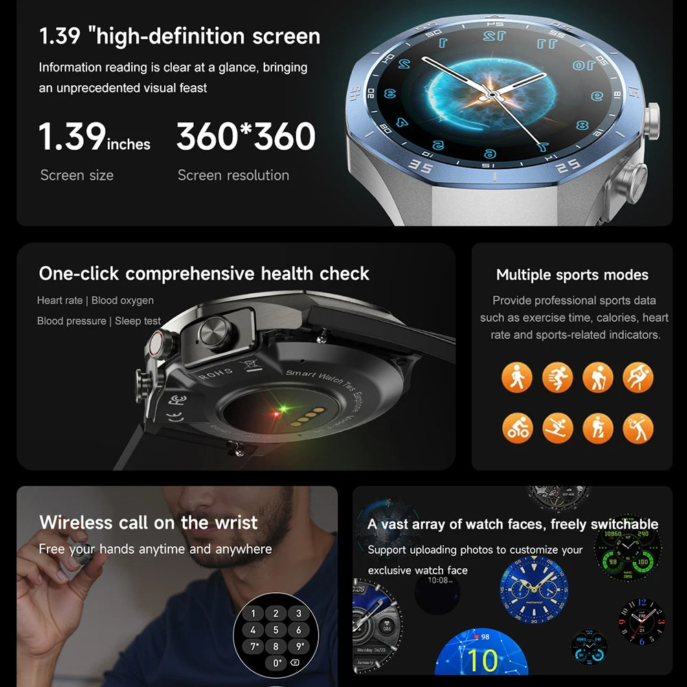 2-in-1 Bluetooth Earphones Smart Watch 24H Health Monitor NFC Men Women Sports Local Music Smartwatch With Built-in Headphones Oasis Select