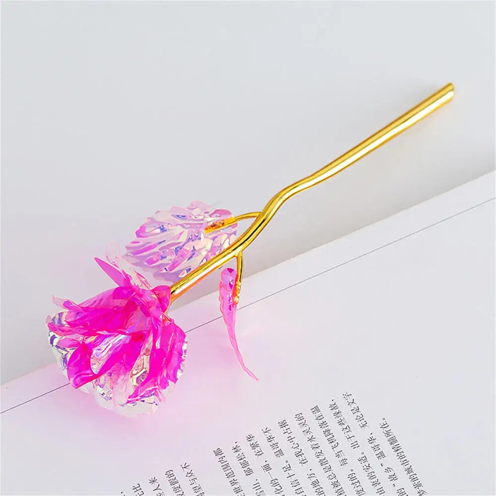 Multi-Color Gold Plated Rose Flower Romantic Valentine’s Day Mother's Day Gift Garden Decoration Flower Decoration Oasis Select Rose red-18cm