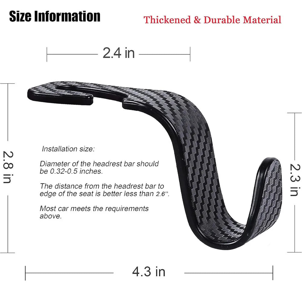 Car Seat Headrest Hook 4 Pack Hanger Universal Vehicle Car Storage Organizer for Handbag Purse Coat fit Universal Vehicle Car Oasis Select