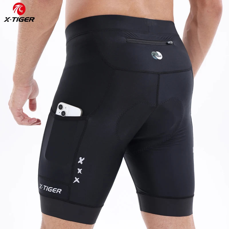 X-TIGER Cycling Shorts Men's Pro Shock Absorption 5D Padded Reflective Breathable Mountain Road Bike Shorts with Back Pockets Oasis Select
