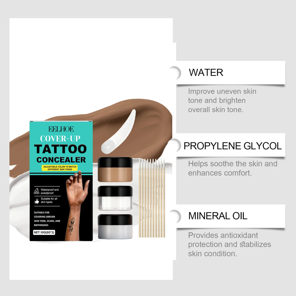 Tattoo Concealer Kit – Full Coverage Body Makeup, All Skin Types Body Tattoo Concealer Oasis Select