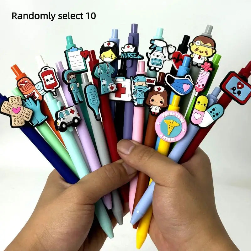 6/10Pcs Medical Record Pens Nurse Doctor Writing Gel Pens Nurses Day Gift Student Retractable Ballpoint Pen Oasis Select A6