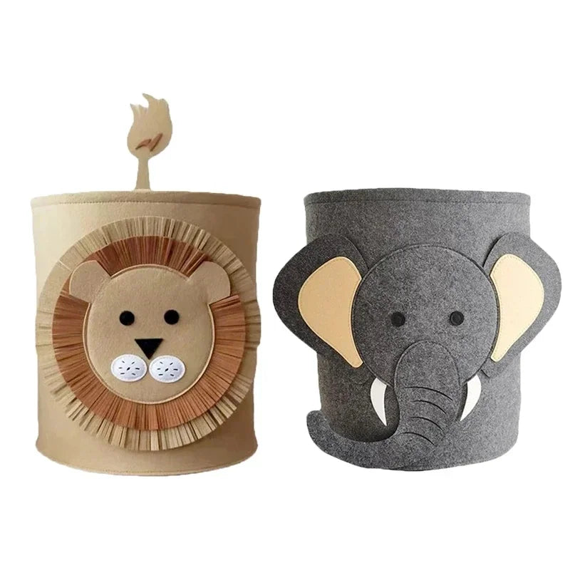 Panda Dinosaur Baby Storage Basket Felt Toy Organizer Laundry Clothes Bucket Cartoon Nursery Hamper for Kids Gift Idea Oasis Select Mix A-2PCS