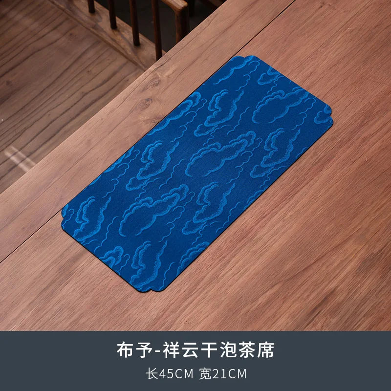 Dry Tea Mat Double-sided Waterproof Tea Flag Tea Towel Tea Table Mat Chinese Zen Style Cloth Mat Teapot Mat Tea Set Oasis Select Dry Tea Brewing Mat 1