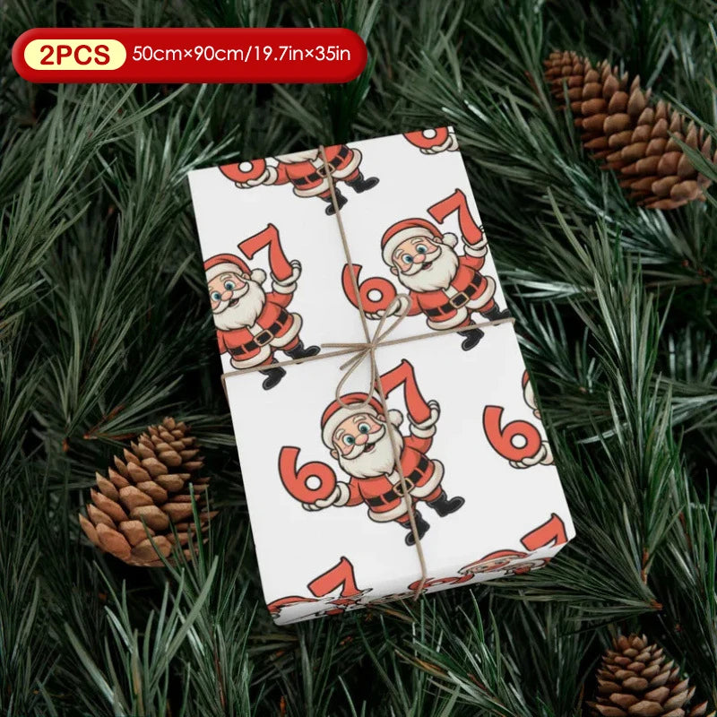 Kids' Christmas Wrapping Paper 67, Fun Santa 67 Print, Holiday Gift Wrap 67 Oasis Select B