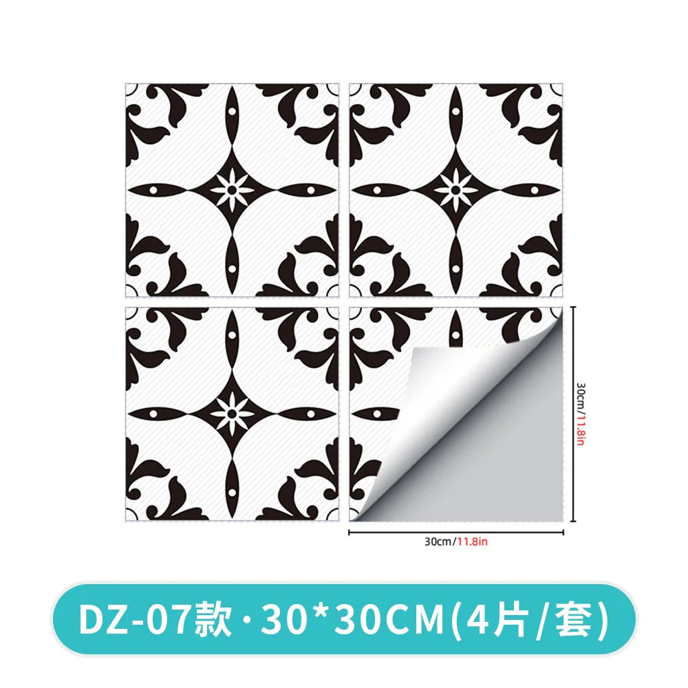 Kitchen Bathroom Oil Waterproof Non-slip Twill Floor Paste Bathroom Bedroom Living Room DIY Floor Paste Stickers Oasis Select DZ-07 30cmx30cm(4pcs-1set)
