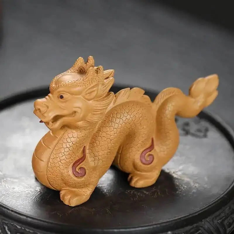 Zisha Tea Pet Dragon Zodiac Figurine Handmade Cultivable Sculpture Tea Play Tea Ceremony Accessories Чаепитие Oasis Select Slug