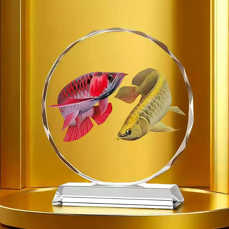 Koi Crystal Ornaments for Desktop Home Decoration Yearly Abundance Gift-giving Handicrafts for Housewarming Oasis Select B 22cm X 20cm