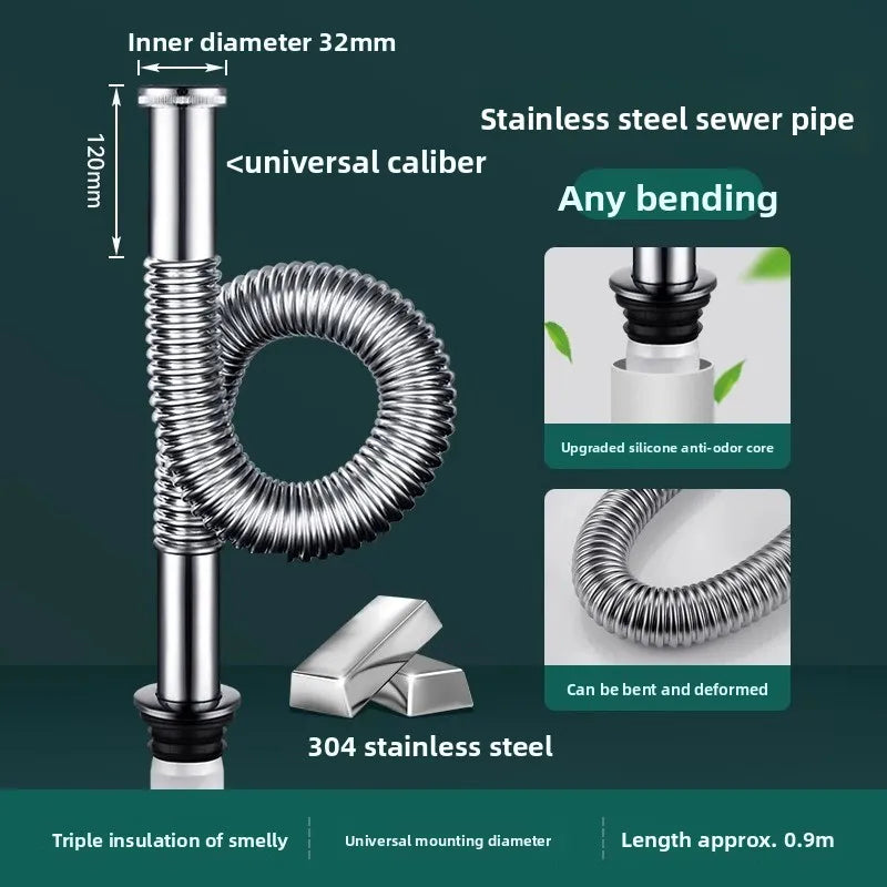 P-Trap Kitchen Sink Deodorant Set Launch Pipeline Deodorizing Filter Sink Strainer Hose Drain Pipe Plumbing Kitchen Accessories Oasis Select E