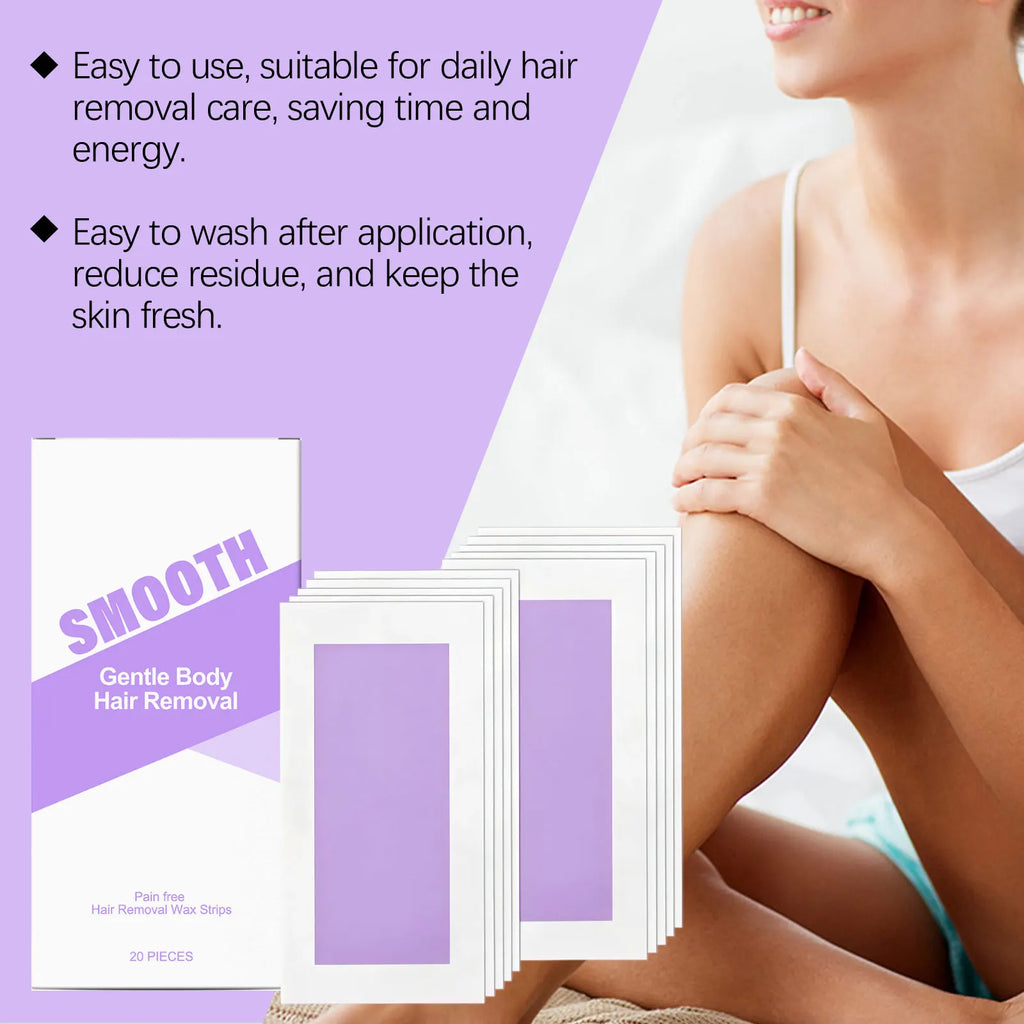 20-Pack Painless Depilatory Wax Strips – Body Hair Removal Depilatory Wax Strips Oasis Select