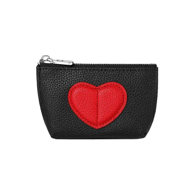 Heart-Shaped PU Leather Coin Purse Keychain Wallet for Women