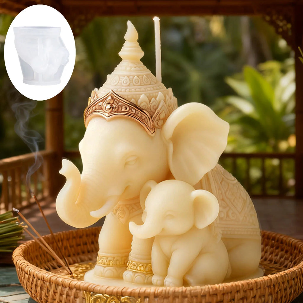 Thai Mother and Child Elephant Scented Candle Silicone Mold DIY Handmade Southeast Asian Style Ornament Silicone Mold Home Decor Oasis Select