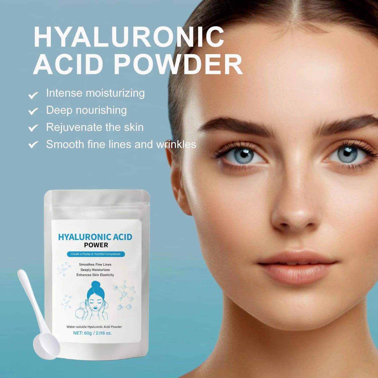 60g Hyaluronic Acid Powder + Spoon | DIY Hydrating Serum