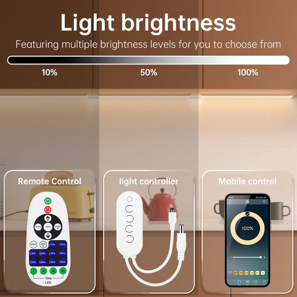 1-6PCS LED Bar Light Efficient Heat Dimmable RF Remote/Bluetooth Control 12V 30CM/40CM/50CM Night Lihgt for Kitchen Living Room Oasis Select