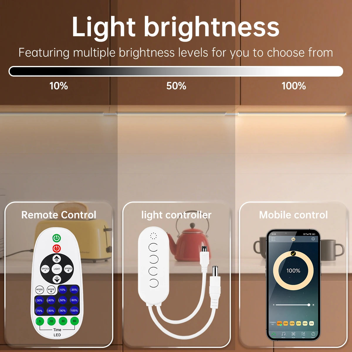 1-6PCS LED Bar Light Efficient Heat Dimmable RF Remote/Bluetooth Control 12V 30CM/40CM/50CM Night Lihgt for Kitchen Living Room Oasis Select
