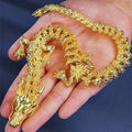 Flexible Jointed Golden Dragon Figurine Five-Claw Alloy Statue for Home Office Decor & Feng Shui Blessing Oasis Select Golden Dragon 10cm