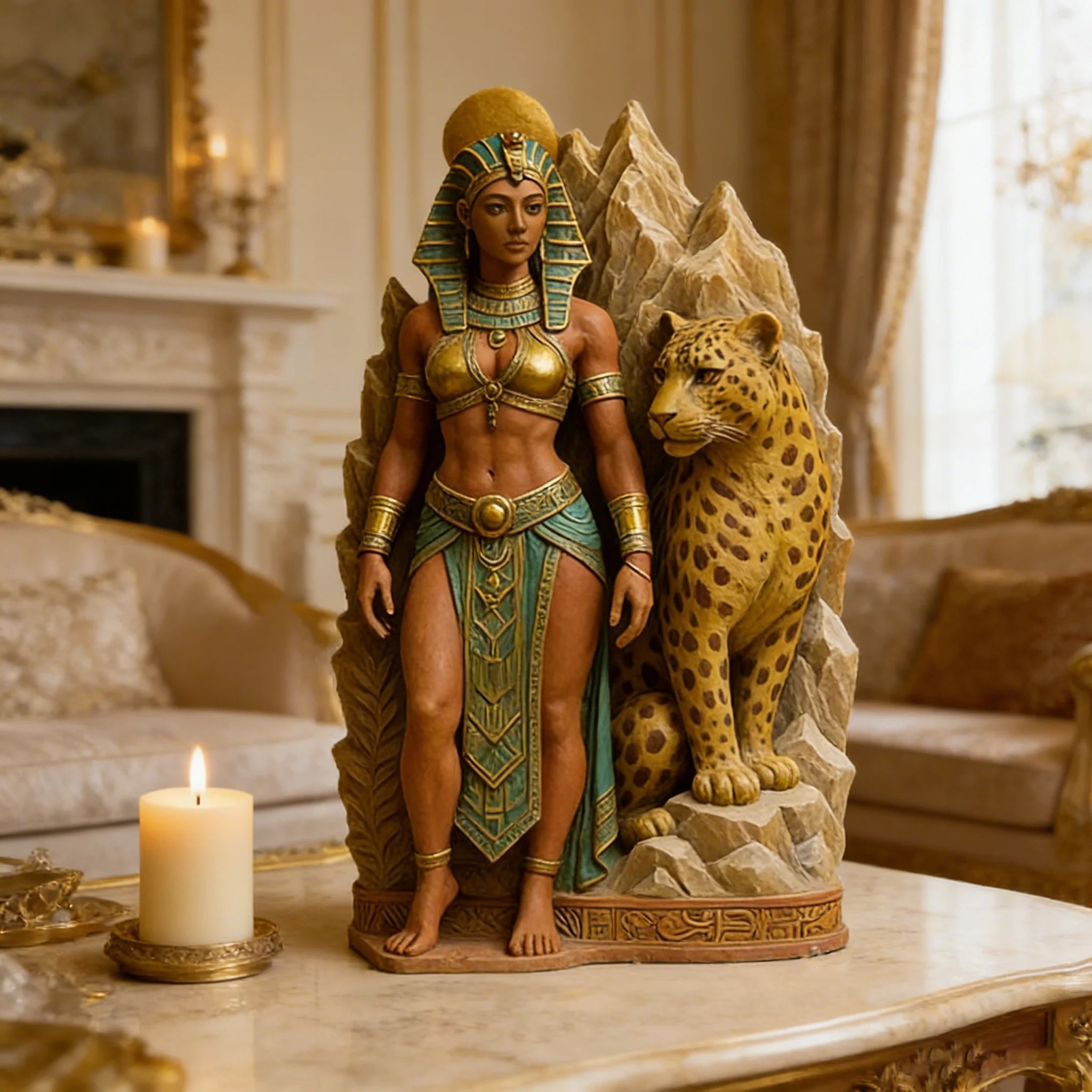 3D Egyptian Queen Leopard Silicone Mold – Candle Soap Resin