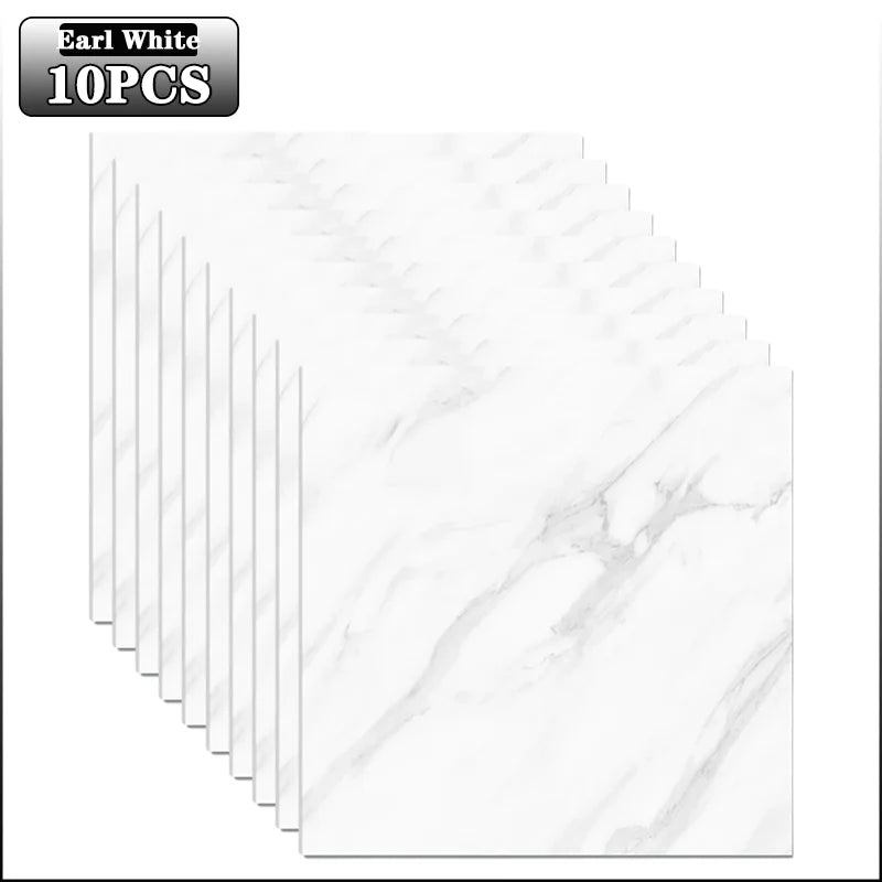 10-40PCS Marble Style Self-adhesive Floor Stickers Thickened Wear-resistant PVC Flooring Mats for Household Use Easy To Install Oasis Select White-10PCS