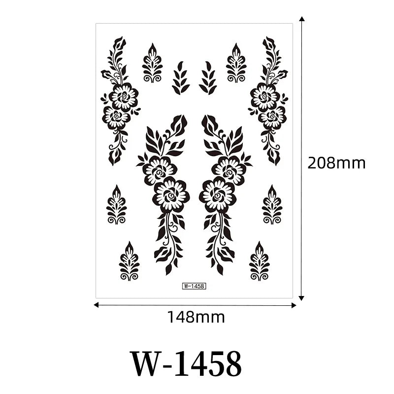 Black Henna Temporary Tattoo – Mandala Mehndi Body Stickers