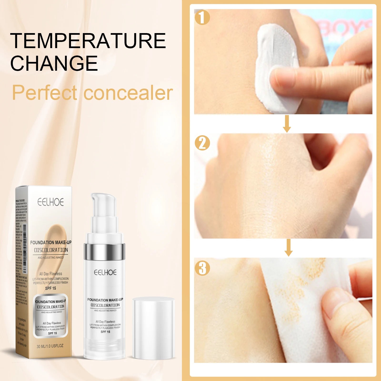 Eelhoe Color-Changing Concealer Foundation – Full Coverage