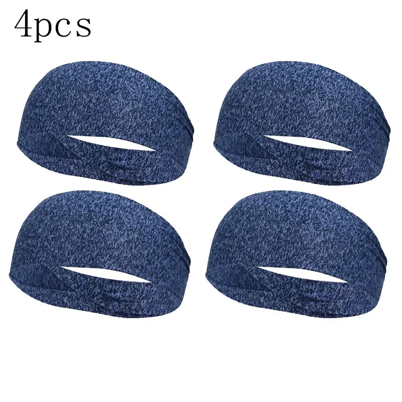 1/8PC Sweatband For Men Women Elastic Sport Hairbands Head Band Yoga Headbands Headwear Headwrap Sports Workout Hair Accessories Oasis Select Dark Blue-4pcs