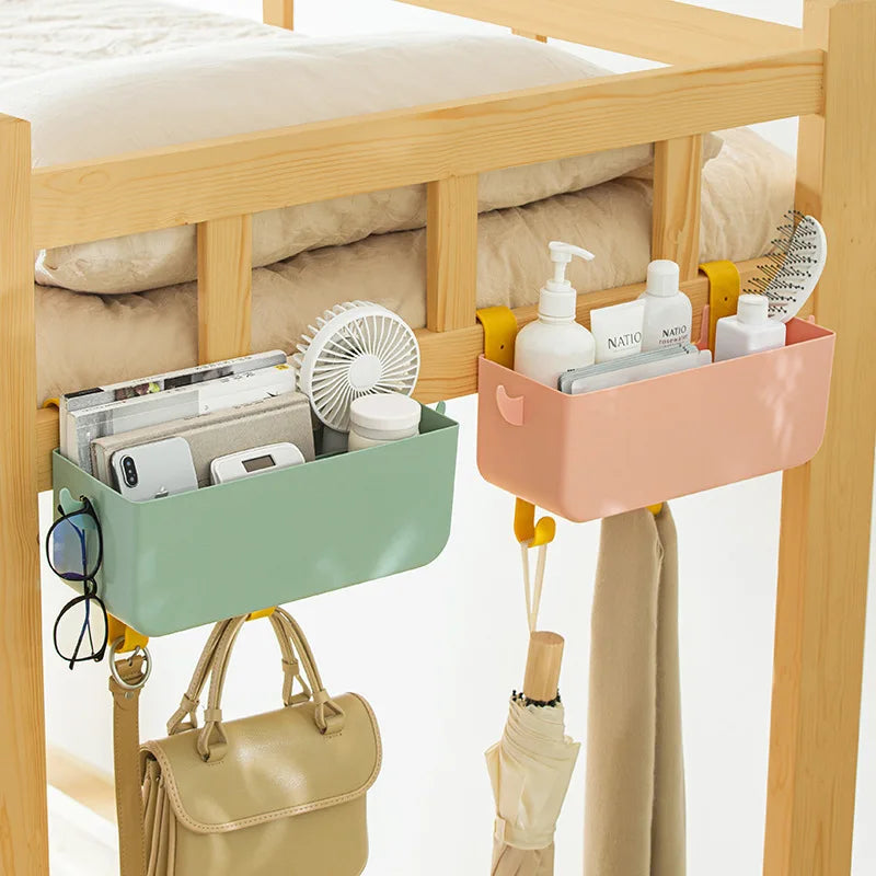Hanging Bedside Organizer Storage Bed Shelf with 2 Hooks Storage Box for Dorm Rooms Bed Rail for Glasses Mobile Phones Key Oasis Select