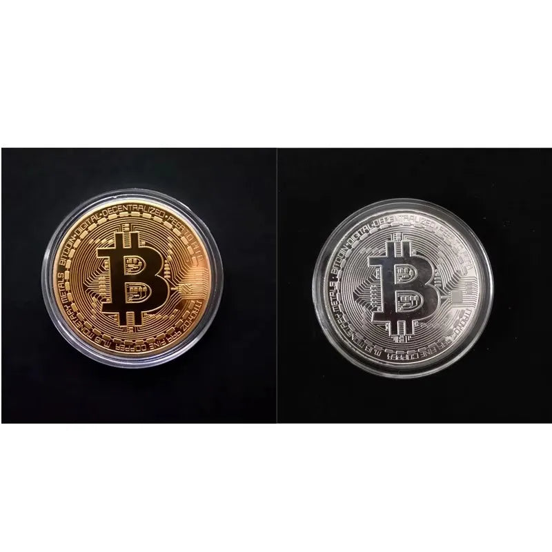 1/2/3/4Pcs Gold Plated Bitcoin Coin Collectible Art Collection Gift Physical commemorative Casascius Bit Metal Antique Imitation Oasis Select Mix-2pcs