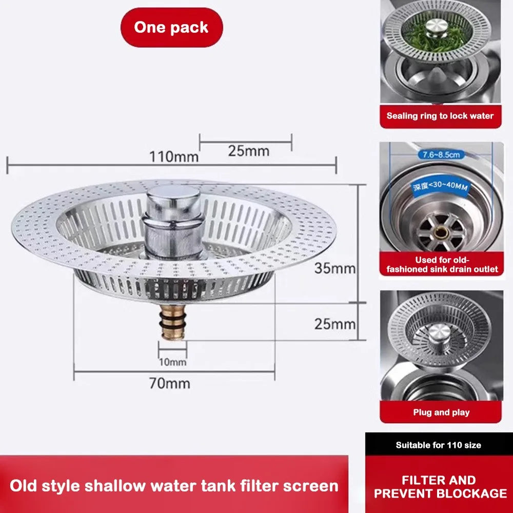 Durable Anti Clog Kitchen Sink Strainer Floor Drain Plug Anti-blocking Mesh Trap Hair Clean Up Food Catcher Tools Drain Filter Oasis Select Silver