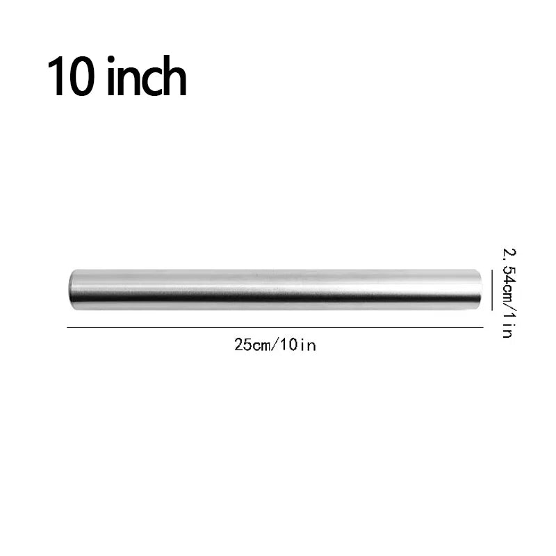 20/25/30cm Stainless Steel Household Rolling Pin Non-stick Roller Dough Baking Pizza Pastry Embossed Rolling Pin Kitchen Tool Oasis Select 1PC 10Inch