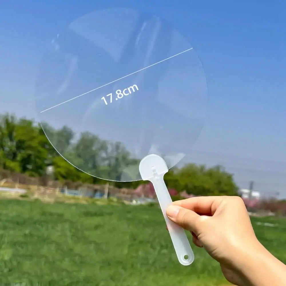 Multi-functional Plastic Transparent Fan Handheld Unfinished Graffiti Fans Thicken Round Blank Painting Fans Children Oasis Select Transparent-style C