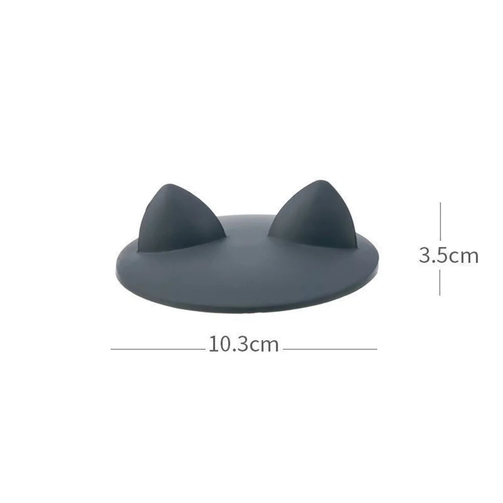1pc Cute cat ear silicon cup lid cover dust heating leak sealed coffee cover round cover water cup accessories Oasis Select Grey