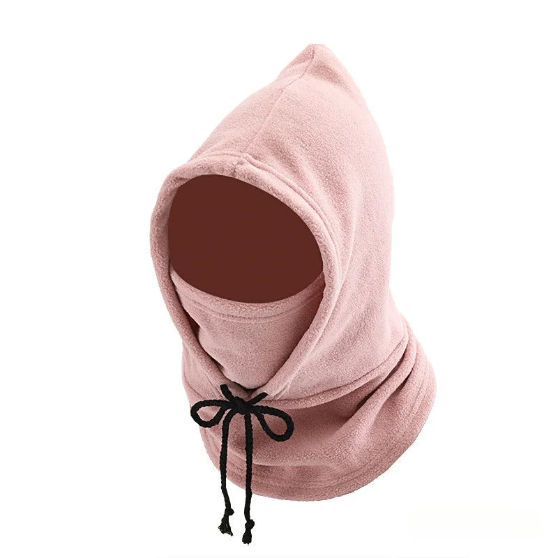 Unisex Winter Balaclava Knit Hood - Windproof Mask with Drawstring, Motorcycle Riding Headgea Warm Knitted Cap Cold Weather Oasis Select Pink