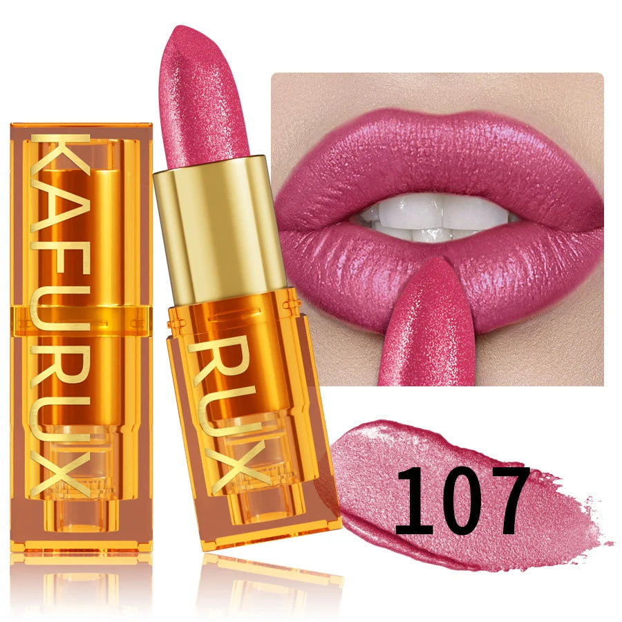 KAFURUX 16-Color Glitter Metallic Lipstick – Long-Lasting Matte