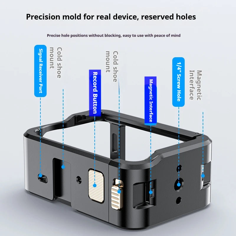 DJI Action 6 Aluminum Metal Cage | Cold Shoe Quick-Release