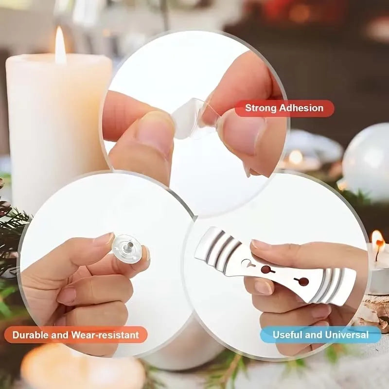 1Roll Cotton Candle Wick Roll,2 Metal Holders,60 Stickers 100Pcs Metal Candle Wick Sustainer Tabs for DIY Craft Candle Making Oasis Select