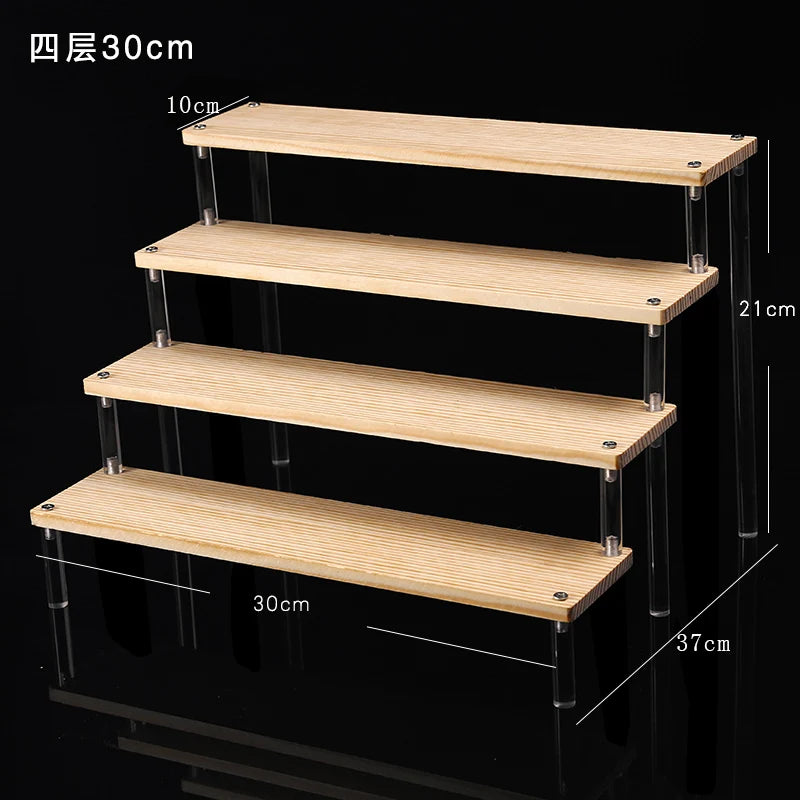 Wooden Multi-Layer Step Display Stand for Figures & Blind Box