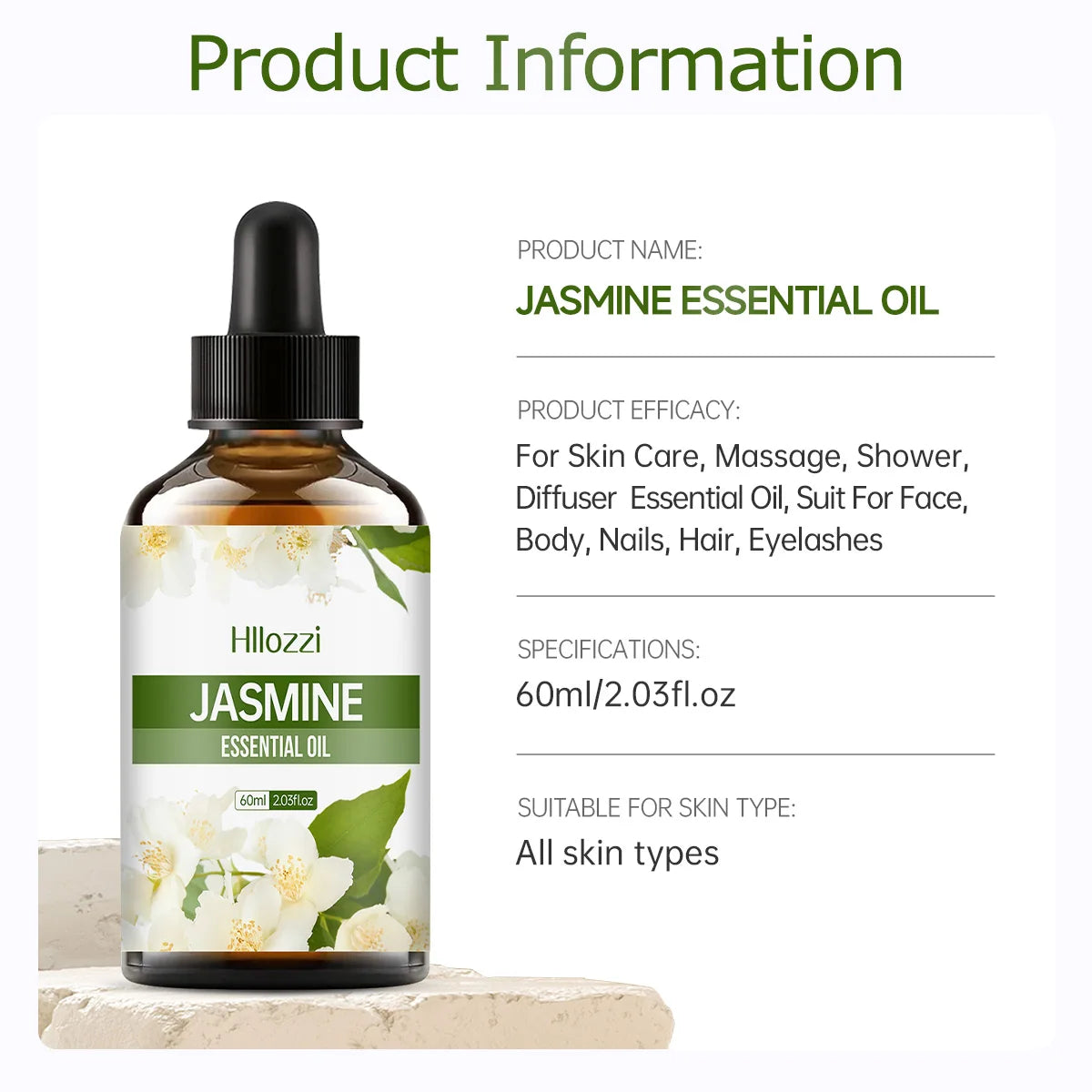 Hllozzi Jasmine Essential Oil 30ml 60ml 100ml | Aromatherapy