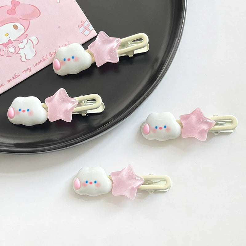 Lovely Sweet Cloud Star Hair Clip Cute Pink Pentagram Hairpin Girly Side Bang Clips Headwear Hair Accessories Oasis Select